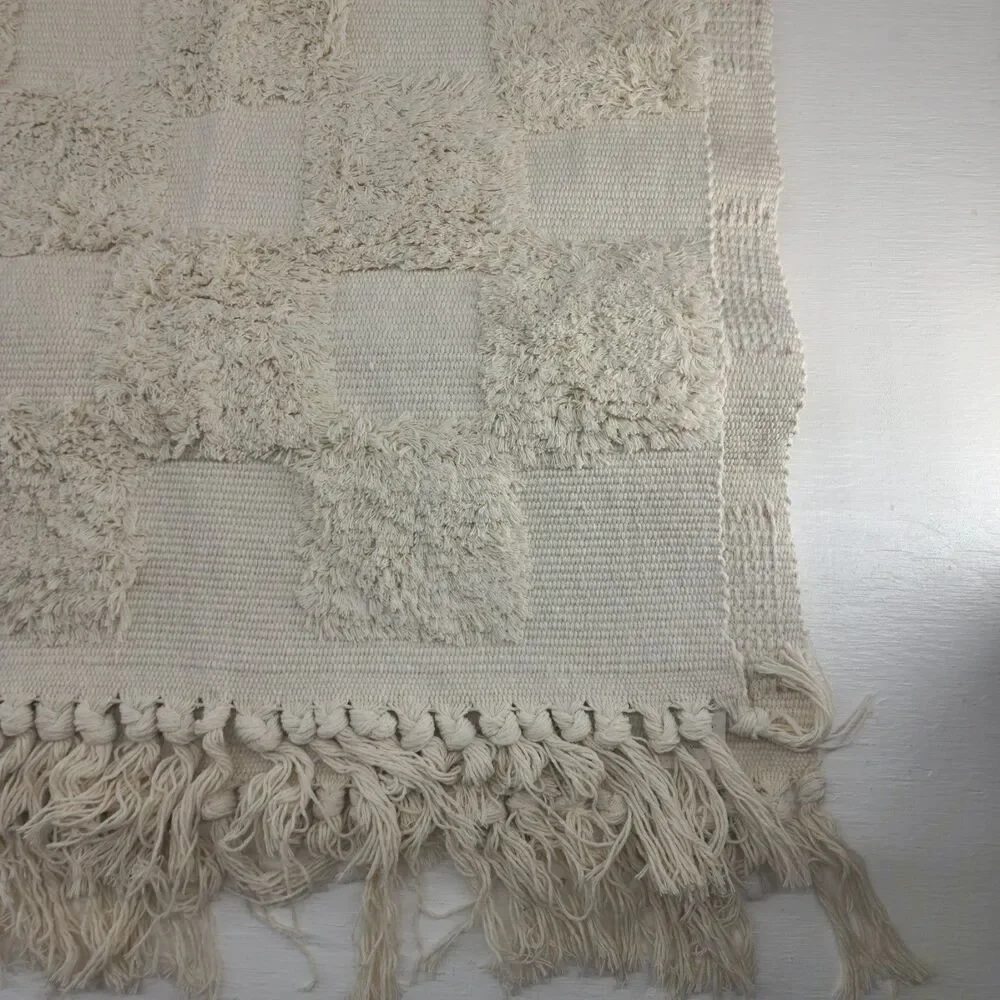 NWOT Boho Tassel Rug Large Cream 95 In x 32 In‎ Area Rug Bathroom Bedroom Entry